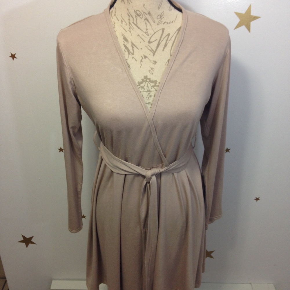Tan Wrap Dress